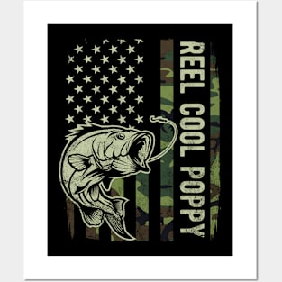 Reel Cool Poppy Camouflage American Flag Fathers Day Gift Posters and Art